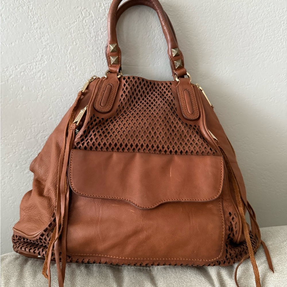 Rebecca Minkoff Studded handles Brown Leather Tote Bag